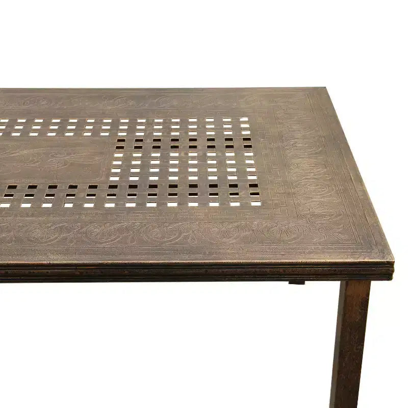 Ensemble de salle à manger d'extérieur moderne en treillis aluminium, rectangulaire, 241 cm, avec 8 fauteuils - Noir - Oakland Living