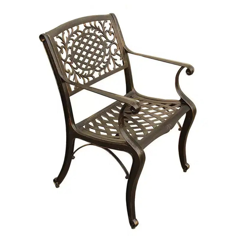 Ensemble de salle à manger 11 pièces avec table de salle à manger ovale en aluminium à treillis maillé orné et moderne de 241 cm - Bronze - Oakland Living : Résistant aux UV