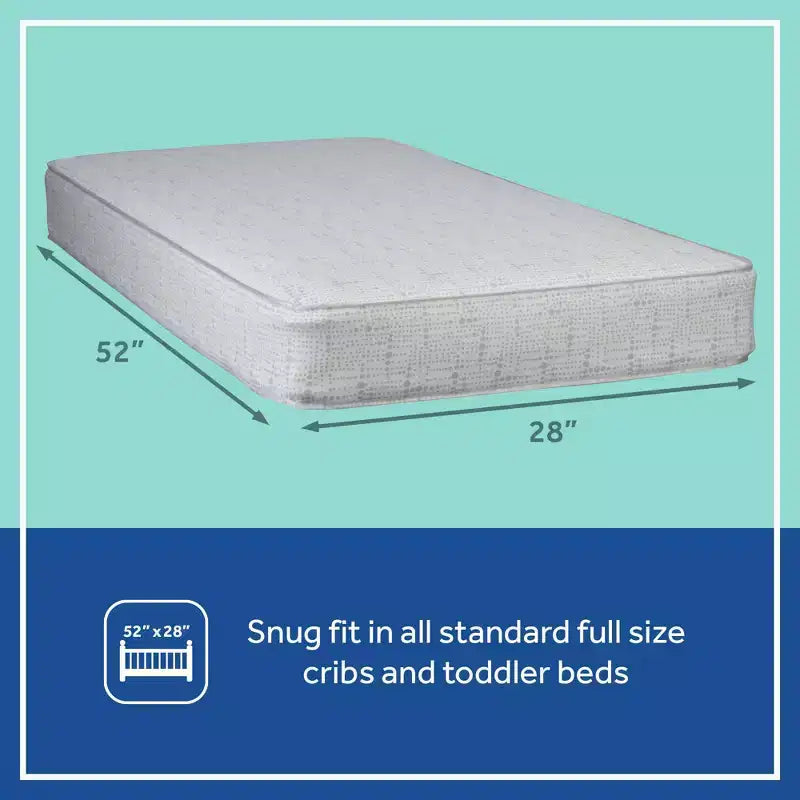 2-Stage Extra Firm Crib and Toddler Mattress, Hypoallergenic, Waterproof Cover, Innerspring, 5.25"