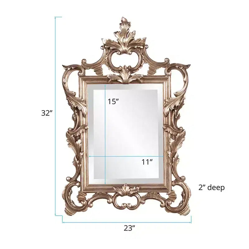 30.75"x20" Metallic Warm Ornate Framed Wall and Accent Mirror Silver