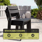 Crestlive Products Ensemble de salle à manger d'extérieur 9 pièces en aluminium, table de 240 cm et 8 chaises, plateau en aluminium, noir pour piscine et pelouse
