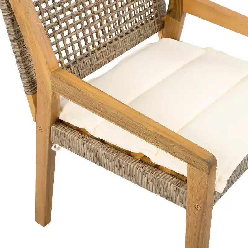 Ensemble de salle à manger d'extérieur industriel 5 pièces Neva de Christopher Knight Home en bois d'acacia et osier avec coussins