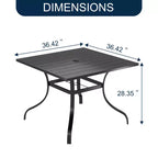 CLIHOME Ensemble de salle à manger d'extérieur 5 pièces, avec table carrée avec trou pour parasol et chaises en maille