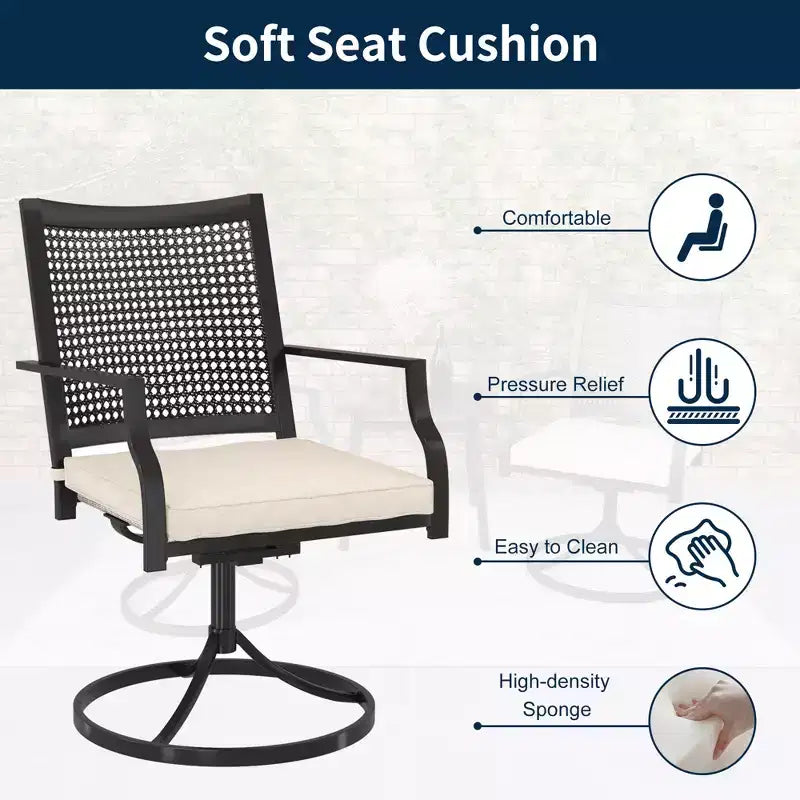 CLIHOME Salon de Jardin 9 Pièces, Table Extensible et Chaises d'Extérieur Rembourrées Pivotantes à 360°