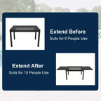 CLIHOME Salon de Jardin 9 Pièces, Table Extensible et Chaises d'Extérieur Rembourrées Pivotantes à 360°