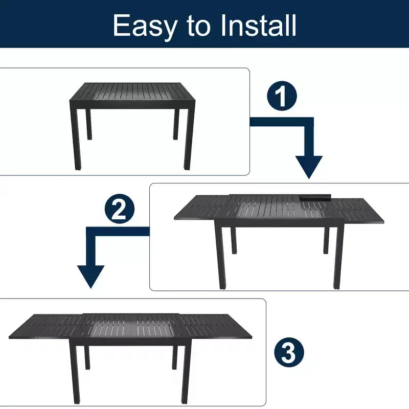CLIHOME Salon de Jardin 9 Pièces, Table Extensible et Chaises d'Extérieur Rembourrées Pivotantes à 360°