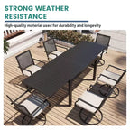 Ensemble de salle à manger d'extérieur Mondawe 9 pièces, avec 1 table rectangulaire extensible et 8 chaises de patio pivotantes à 360 degrés