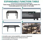 Ensemble de salle à manger d'extérieur Mondawe 9 pièces, avec 1 table rectangulaire extensible et 8 chaises de patio pivotantes à 360 degrés