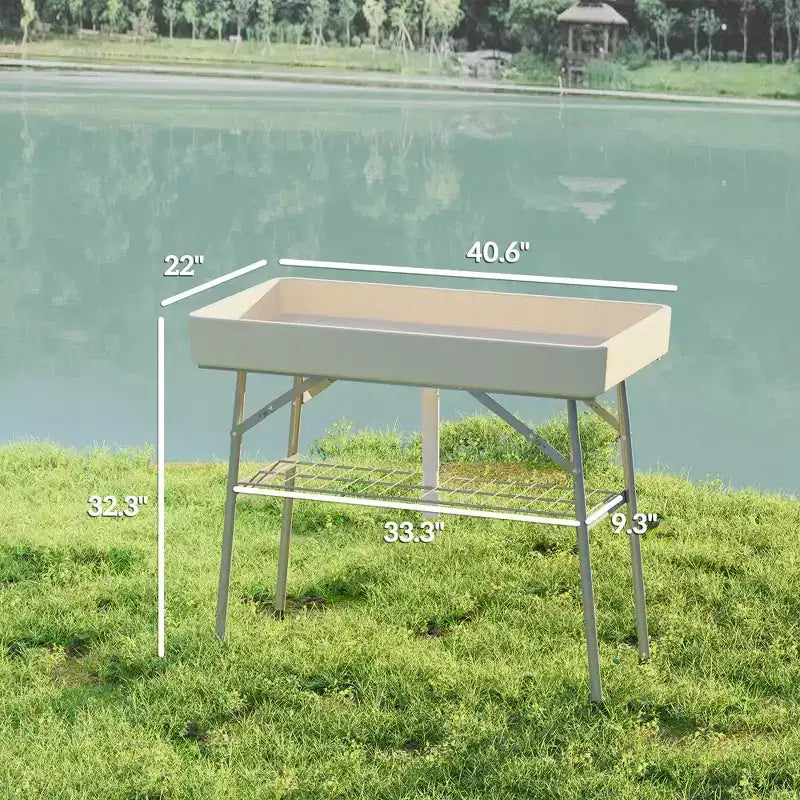 Table glacière pliable de 3,4 pieds avec bouchon de vidange, table d'extérieur pour remplir et refroidir avec étagère de rangement, glacière à boissons pour les fêtes et les pique-niques