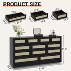 Commode moderne à 12 tiroirs en bois robuste, meuble TV pour téléviseur de 65 pouces, grand meuble de rangement, pour salon, couloir