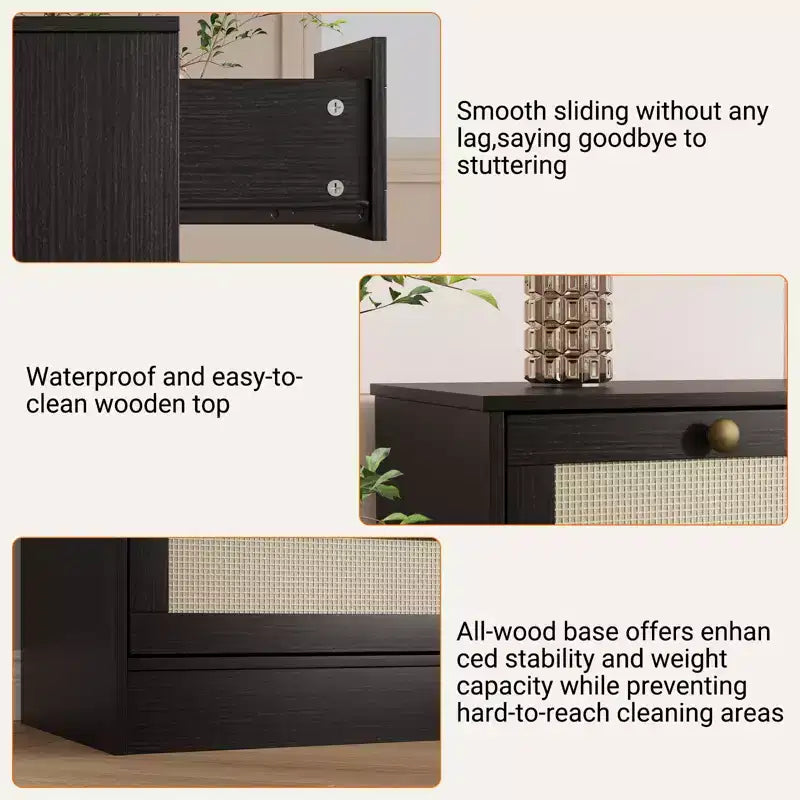 Modern 12 Drawer Sturdy Wood Dresser, TV Stand for 65 TV, Large Storage Cabinet, for Living Room, Hallway