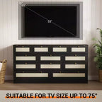Commode moderne à 12 tiroirs en bois robuste, meuble TV pour téléviseur de 65 pouces, grand meuble de rangement, pour salon, couloir