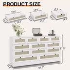 Commode moderne à 12 tiroirs en bois robuste, meuble TV pour téléviseur de 65 pouces, grand meuble de rangement, pour salon, couloir