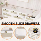 Commode moderne à 12 tiroirs en bois robuste, meuble TV pour téléviseur de 65 pouces, grand meuble de rangement, pour salon, couloir