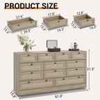 Commode moderne à 12 tiroirs en bois robuste, meuble TV pour téléviseur de 65 pouces, grand meuble de rangement, pour salon, couloir