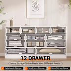 Commode moderne à 12 tiroirs en bois robuste, meuble TV pour téléviseur de 65 pouces, grand meuble de rangement, pour salon, couloir