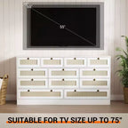 Commode moderne à 12 tiroirs en bois robuste, meuble TV pour téléviseur de 65 pouces, grand meuble de rangement, pour salon, couloir