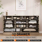 Commode moderne à 12 tiroirs en bois robuste, meuble TV pour téléviseur de 65 pouces, grand meuble de rangement, pour salon, couloir