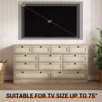 Commode moderne à 12 tiroirs en bois robuste, meuble TV pour téléviseur de 65 pouces, grand meuble de rangement, pour salon, couloir