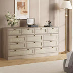 Modern 12 Drawer Sturdy Wood Dresser, TV Stand for 65 TV, Large Storage Cabinet, for Living Room, Hallway