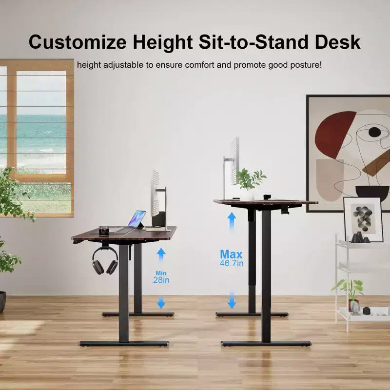 40 X 24 Inch Electric Standing Desk, Sit to Stand Up, Work Home Office Computer Table for Study, Walking Pad, Writing, and Games, Wooden Desktop Desks