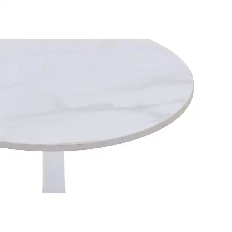 15" Round Sintered Stone Side Table, Hammered Metal Pedestal Accent End Table