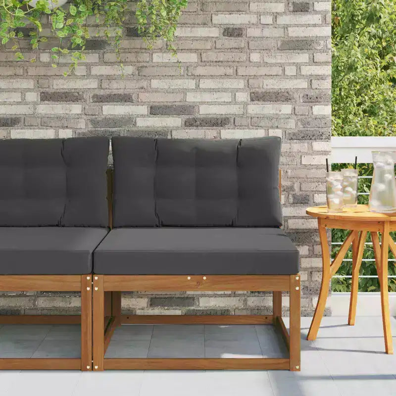 Outdoor Middle Sofa Solid Acacia Wood Natural