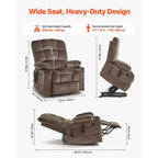 Fauteuil inclinable releveur électrique, double moteur, fauteuil releveur électrique avec fonction chaleur et massage, position infinie, marron