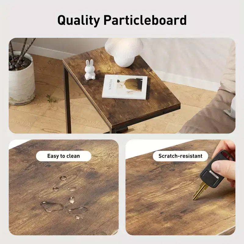 End Table, Side Table for Couch Slide Under, C Table Sofa Side End Table for Living Room, Suitable for Living Rooms, Bedrooms, Sofas, And Offices.