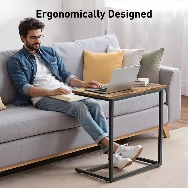 End Table, Side Table for Couch Slide Under, C Table Sofa Side End Table for Living Room, Suitable for Living Rooms, Bedrooms, Sofas, And Offices.