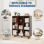 Organiseur de bibliothèque moderne à 9 cubes, étagère ouverte en bois, étagère de rangement autoportante, design peu encombrant, pour la maison, le salon, la chambre