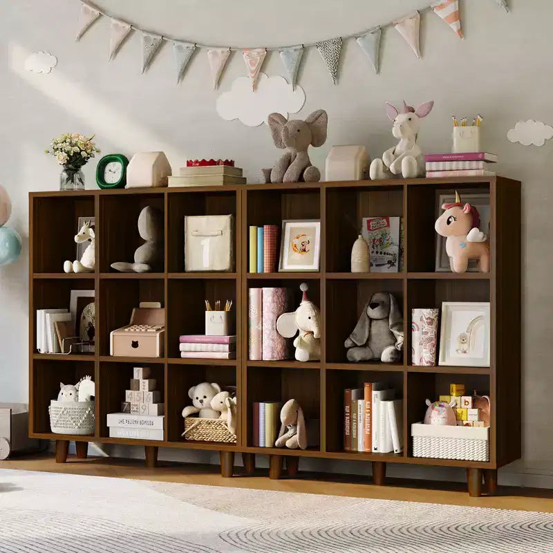 Modern 9-Cube Bookcase Organizer, Open Wood Bookshelf, Freestanding Storage Display Shelf, Space-Saving Design, for Home, Living Room, Bedroom