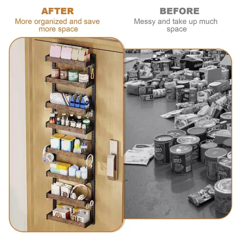 Door Organiser 8 Levels, Hanging Shelf with Adjustable Metal Baskets, No Drilling, for Kitchen/Bathroom/Wall