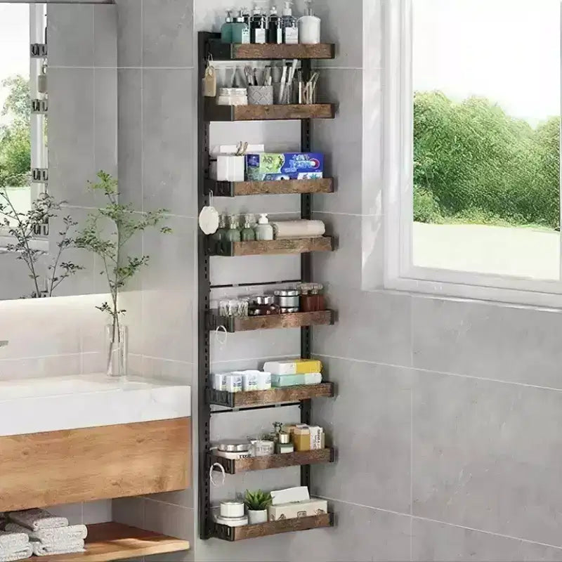 Door Organiser 8 Levels, Hanging Shelf with Adjustable Metal Baskets, No Drilling, for Kitchen/Bathroom/Wall