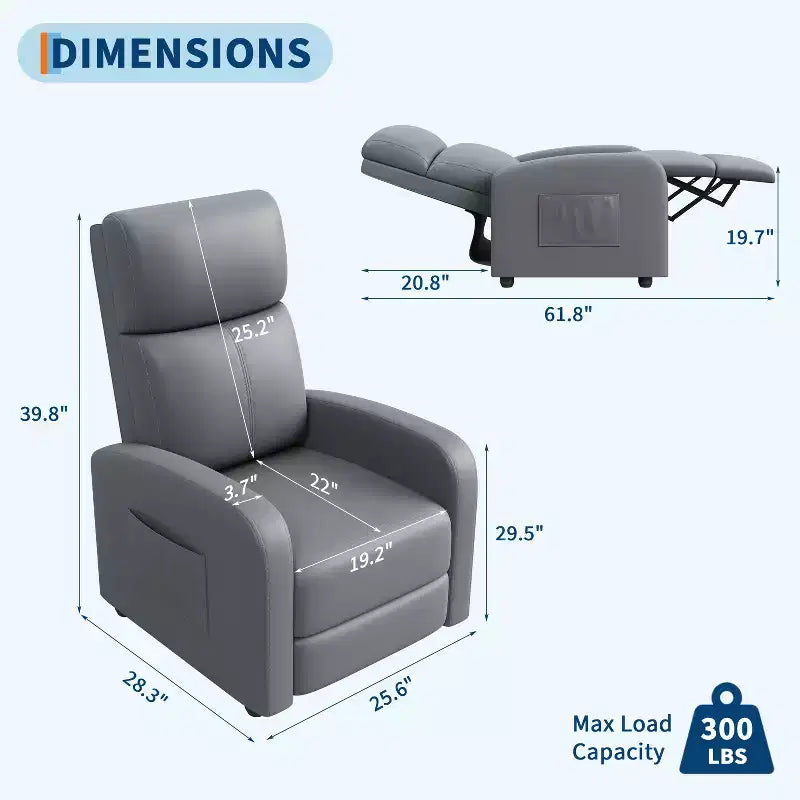Single Recliner Armchair with Adjustable Backrest and Footrest, Linen-Look Upholstery