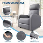Fauteuil inclinable individuel avec dossier et repose-pieds réglables, revêtement aspect lin