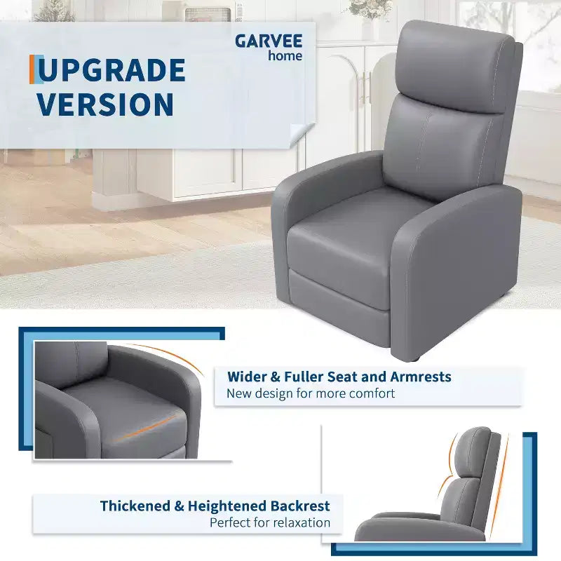 Single Recliner Armchair with Adjustable Backrest and Footrest, Linen-Look Upholstery