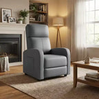 Fauteuil inclinable individuel avec dossier et repose-pieds réglables, revêtement aspect lin