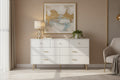 Seven Drawers Large Chest Of Drawers Cabinet With Golden Handle And Golden Legs White