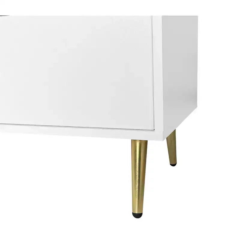 Seven Drawers Large Chest Of Drawers Cabinet With Golden Handle And Golden Legs White