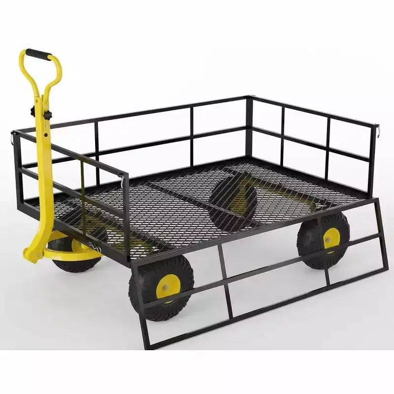 Heavy Duty Steel Garden Cart, Garden Wagon with 13 Inch Tires, 180 Rotating Handle, ATV & Tractor Compatible