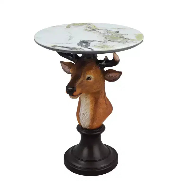 Deer Head Accent Table, Animal Statue End Table for Living Room Home Decor