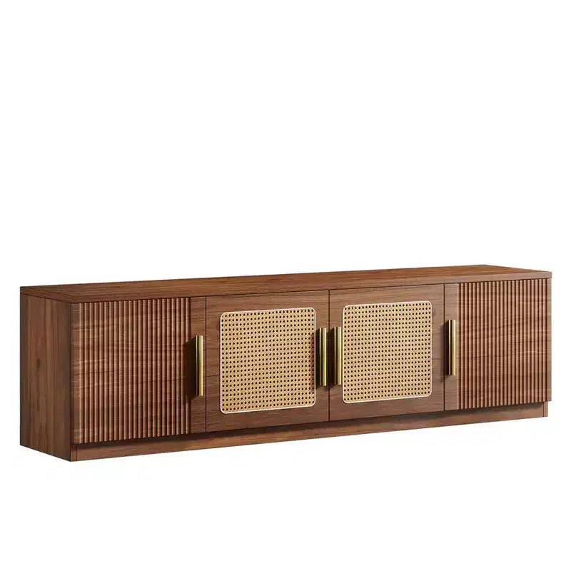 Modern 71" Wooden TV Stand with 4 Doors and 6 Shelves