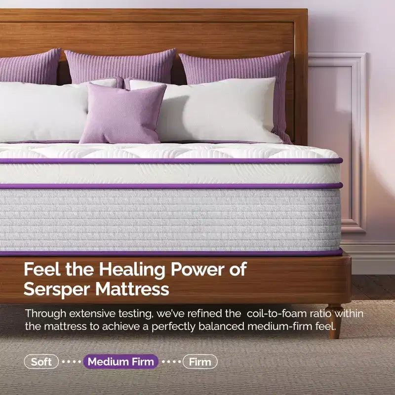 14" Memory Foam Spring Hybrid Mattress, King - Medium Firm