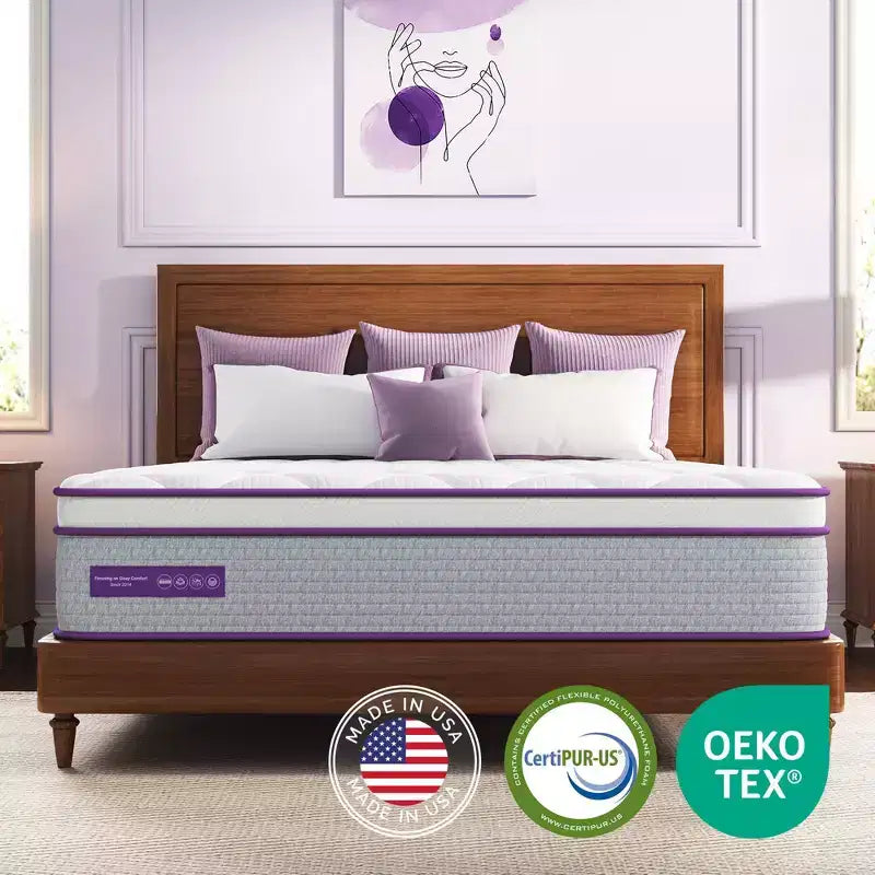 14" Memory Foam Spring Hybrid Mattress, King - Medium Firm