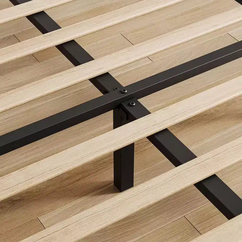 Twin Size Linen Upholstered Platform Bed Frame with Adjustable Headboard, Wooden Slats Support, No Box Spring Needed, Easy Assembly