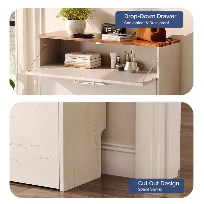 31" Shoe Cabinet with 2 Flip Drawers and 1 Standard Drawer, Holds 16 Pairs