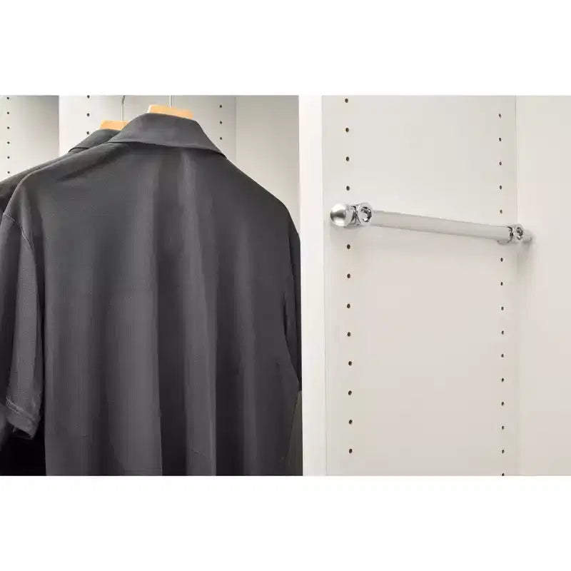 14" Pull-Out Valet Rod, Extendable Sliding Clothes Hanging Rack, Chrome, 2 Pack