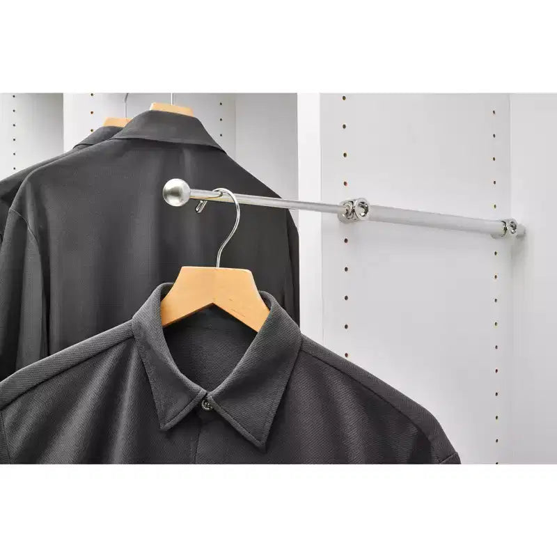 14" Pull-Out Valet Rod, Extendable Sliding Clothes Hanging Rack, Chrome, 2 Pack