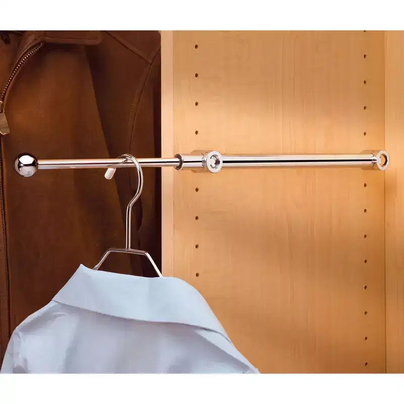 14" Pull-Out Valet Rod, Extendable Sliding Clothes Hanging Rack, Chrome, 2 Pack